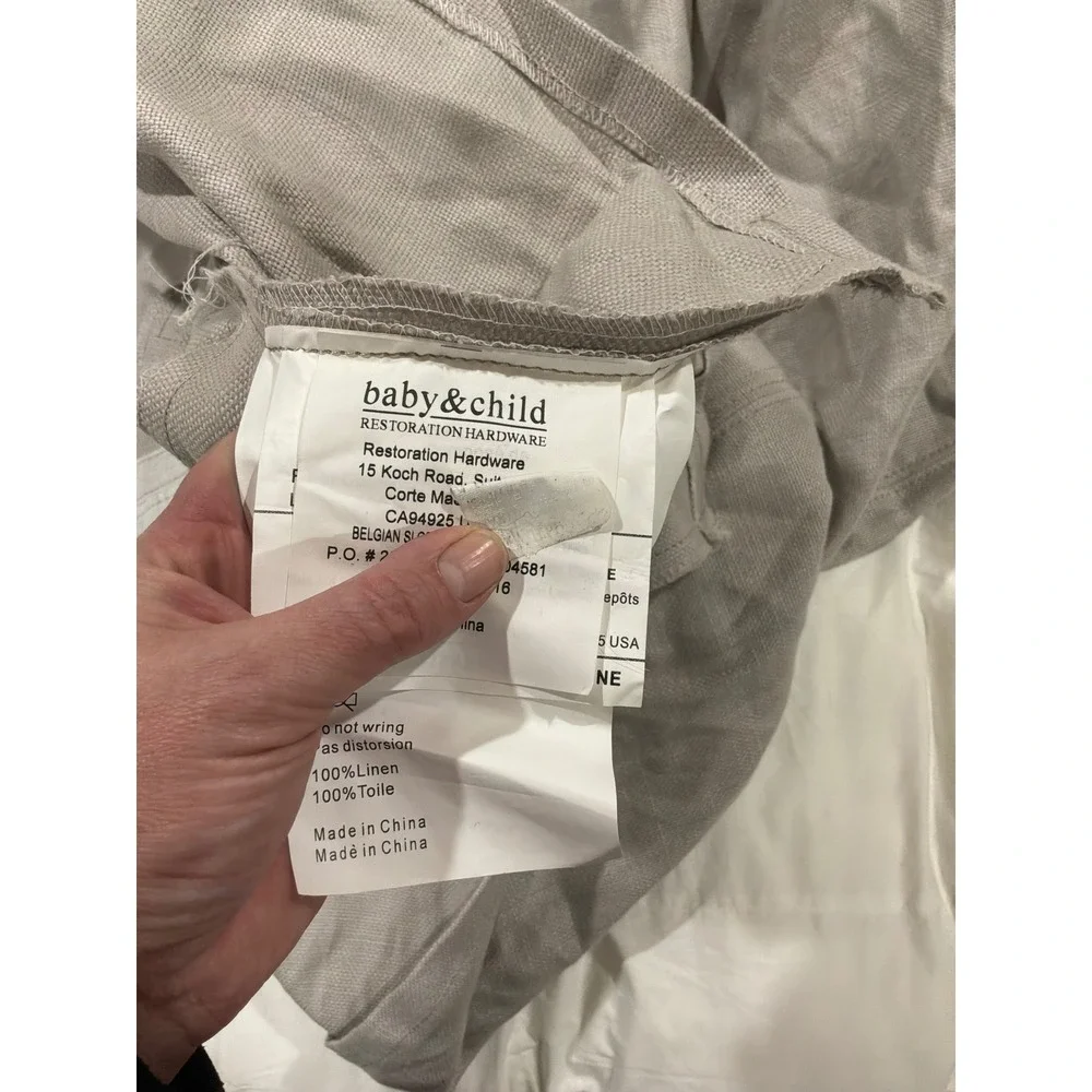 Baby & Child Restoration Hardware Belgian Linen Sloped Arm‎ Chair Slipcover Sand